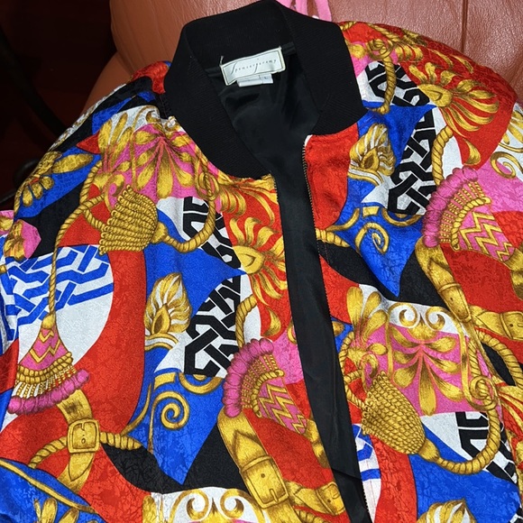 Spenserjeremy 100% Silk Vintage 80s 90s Vivid Colors Large Bomber Jacket… - Picture 12 of 16